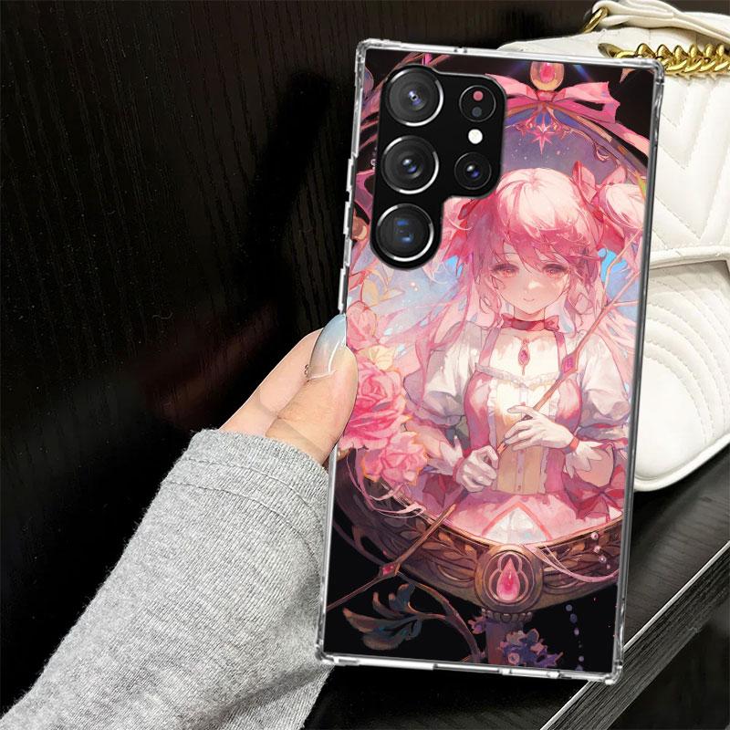 Madoka Magica Anime Case for Samsung Galaxy S25 S24 S23 S22 Ultra Soft Phone Cover S25 Edge S21 Plus S20 FE S10 + Black Cover