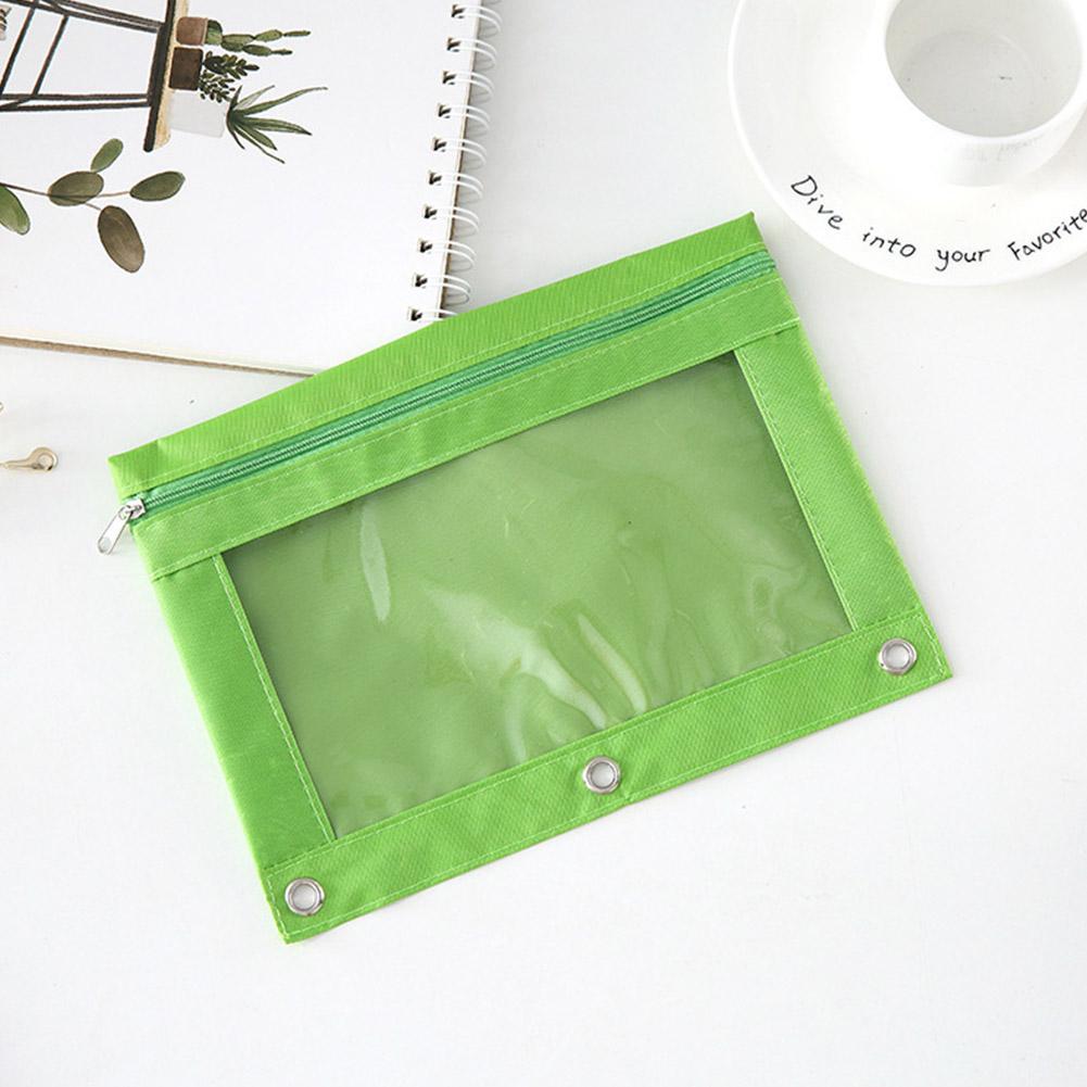 Colorful Transparent Pencil Case Paper File Folder Zipper Loose-Leaf Binder Oxford Cloth School Stationery File Storage Bag