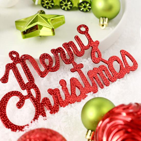 65 Pcs Christmas Balls Ornaments Red Green White Shatterproof Plastic Balls Ornaments with Merry Christmas Sign for Xmas Tree Party Home Decor