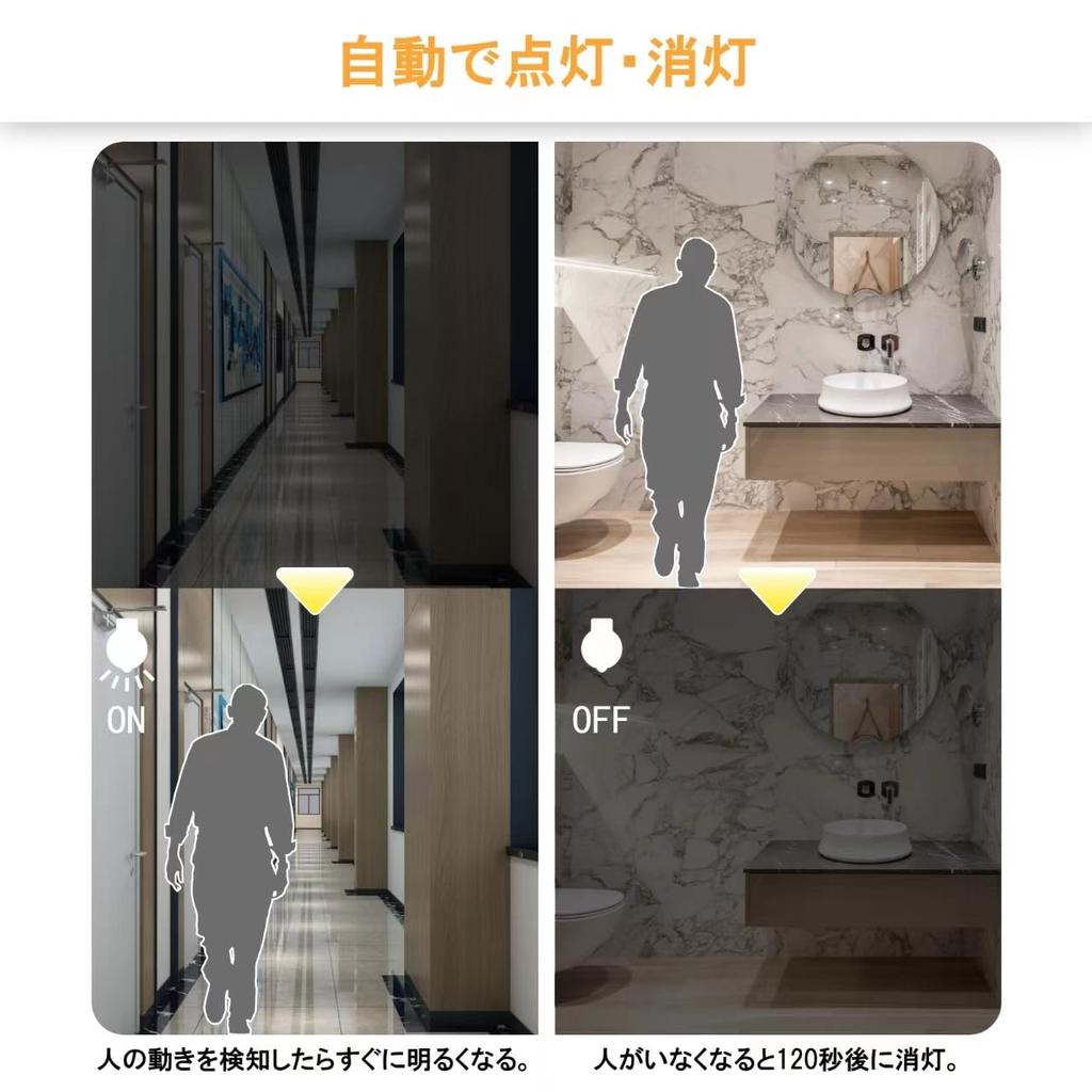 ORALUCE LED Light Bulbs, E26 Base, Motion Sensor, 60W Equivalent, Warm White, 3000K, 9W, 900lm, Automatic OnOff, Light Sensor, Prevents Forgetting to