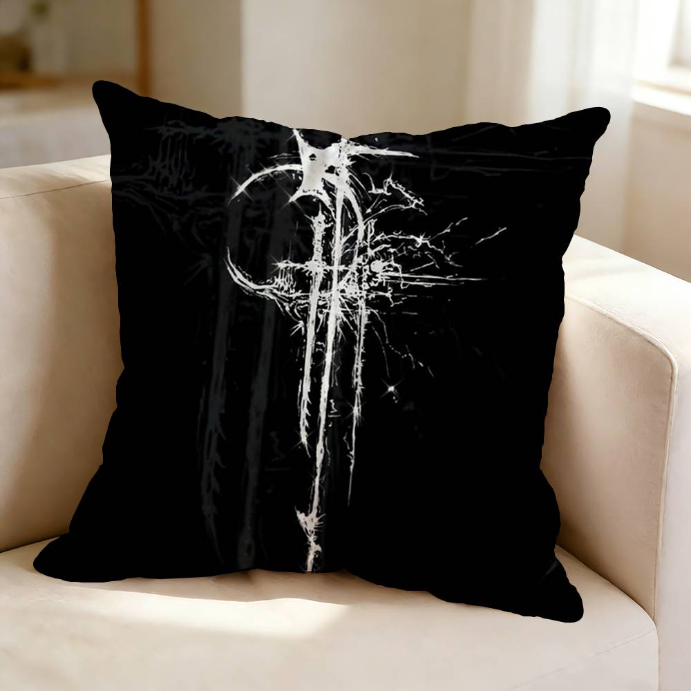 Dark Gothic Cross Square DoubleSided printed Pillow Case Bedroom Bedside Pillow Sofa Cushion Cover