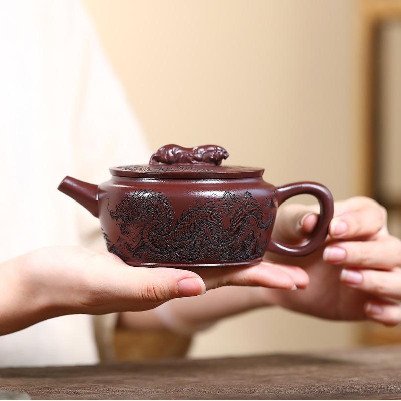 

210ml Yixing Purple Clay Teapots Handmade Large Caliber Pot Raw Ore Stone Red Mud Tea Maker Kettle With Strainer Zisha Tea Set