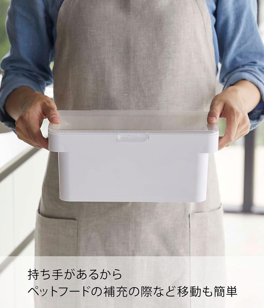 Yamazaki Jitsugyo Lufttät Förvaringsbehållare för Djurfoder 1,5 kg med Måttkopp Vit Ca. B28 x D16.5 x H12.2cm (När locket är öppet Ca. H27cm) Tower Food