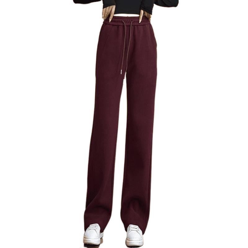2025 Nowy Styl Damskie Luźne Czerwone Spodnie z Angory z Szerokimi Nogawkami - Popularny Jesienno-Zimowy Wyszczuplający Krój z Prostymi Nogawkami