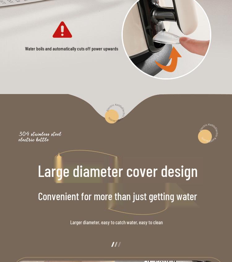 Haushalt Wasserkocher mit großem Fassungsvermögen, langem Ausguss und automatischer Abschaltung, Verbrühschutzdesign für schnelles heißes Wasser