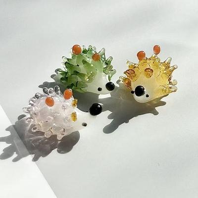 Hand Blown Hedgehog Figurine Mini Glass Animal Sculpture Collectible Gift for Home Bedroom Tabletop Decor