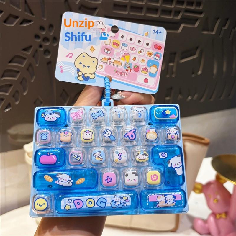 Cute Keyboard Clicker Keychain 26 Key Decompression Button Toy Model Children'S Bag Hanging Ornaments Pendant Decorations
