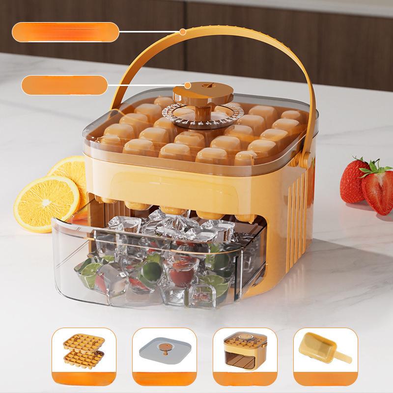 Press Ice Tray Ice Cube Mold Ice Box Ice Making Tool Large Capacity Ice Storage Ice Maker Single Layer 25 Grid