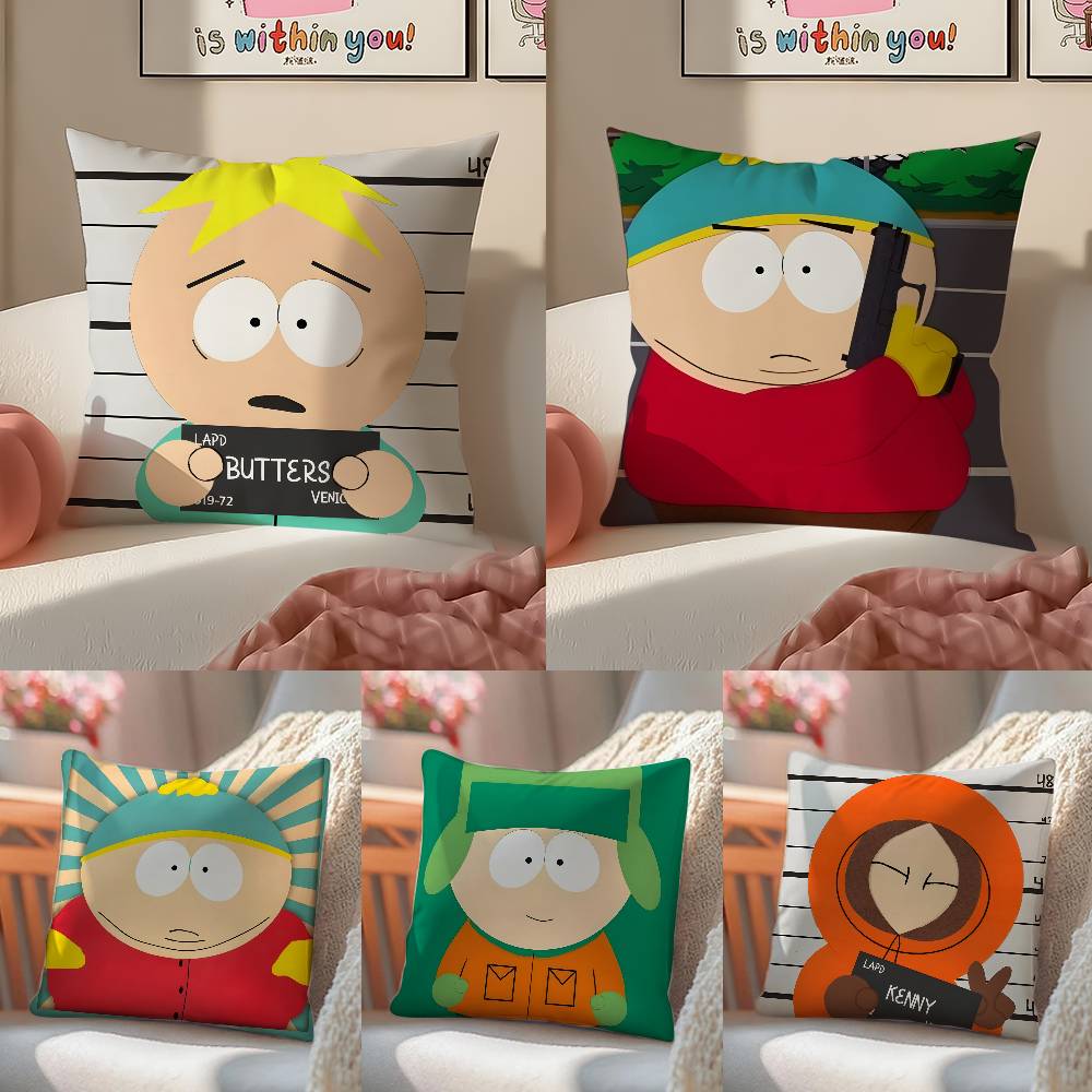 Cartoon Anime Funny South Park-P Pillow Case Anti-dustmite Pillowcase Invisible zipper silky short plush Sofa cushion cover