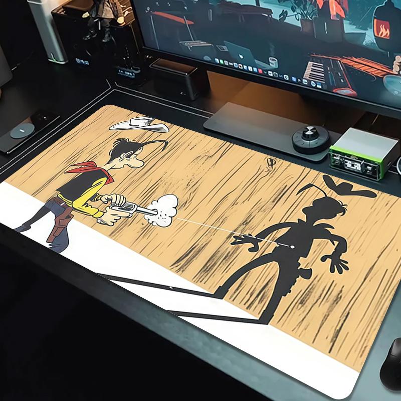 Lucky Luke Print Cushion Non-slip Laptop Tablet Big Mousepad XXL Mat Mini PC Playmat With Lock edge