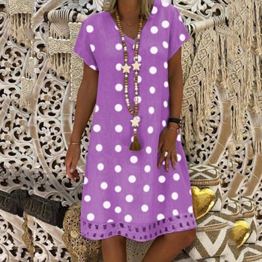 2025 Spring/Summer Polka Dot V-Neck Midi Dress - European & American Women's Fashion