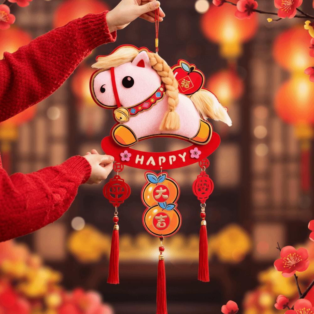 3D New Year Door Decoration Cartoon Lucky Charm Door Hanging Horse Year Pendant Home Furnishings