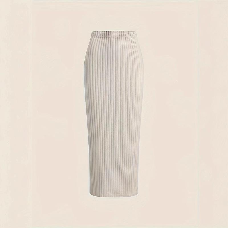 Women's Elastic Waist High-Waist Midi Skirt - Solid Color, Slimming, Loose Fit, Hip-Wrapping Design, Sporty & Long for Autumn/Winter