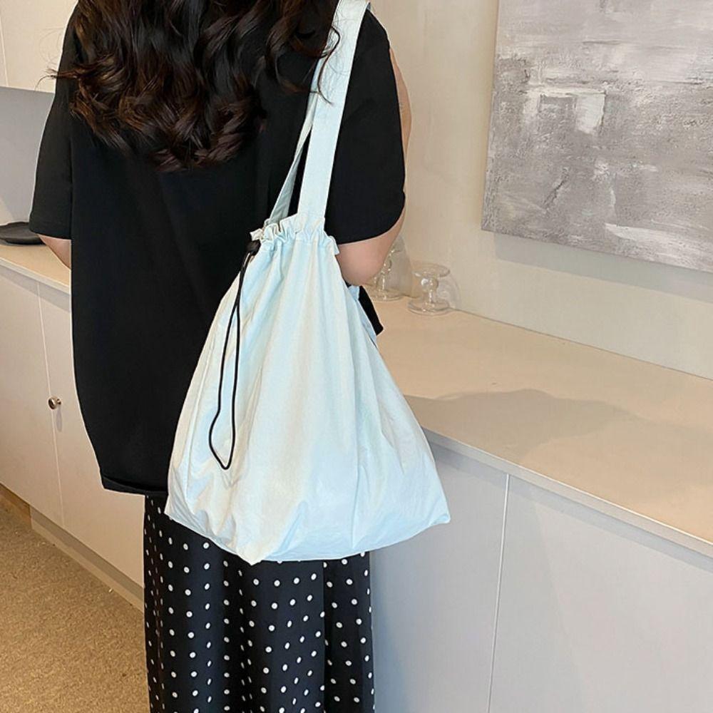 Reusable Drawstring Tote Bag Washable Canvas Handbag Creative Shopping Bag  Travel