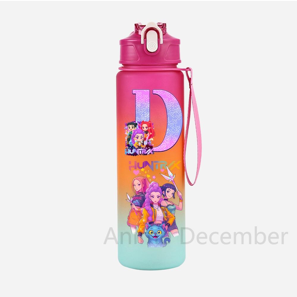 Anime K-Pop Demon Hunters A-Z English Letter Printed Character Water Cup Demon Hunters Large Capacity Outdoor Portable Drinking Bottle for Boy Girl