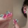 Romantic Red Blue Gradient Heart Stud Earrings for Women Girls Korean Style Sweet Irregular Ellipse Earrings Niche Jewelry Gifts