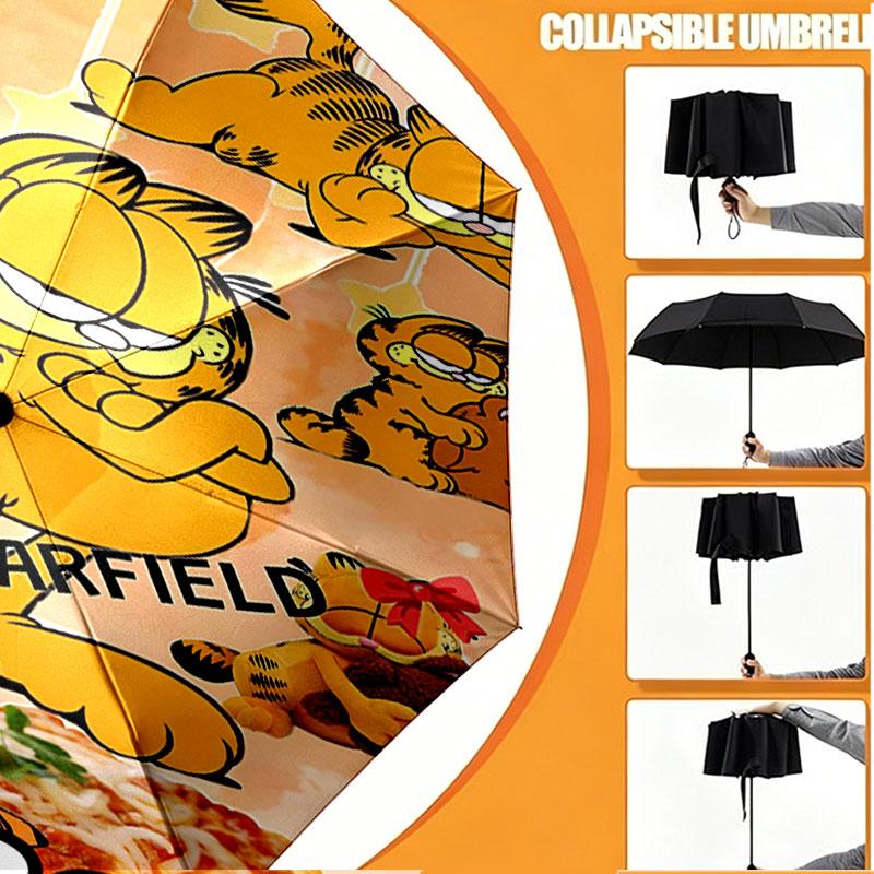 Personalisierter Garfield-Druckschirm mit individuellem Namen, Automatisches Öffnen und Schließen, Stabiler 8-Rippen-Rahmen, Für Pendeln, Camping, Wandern, Geburtstagsgeschenk