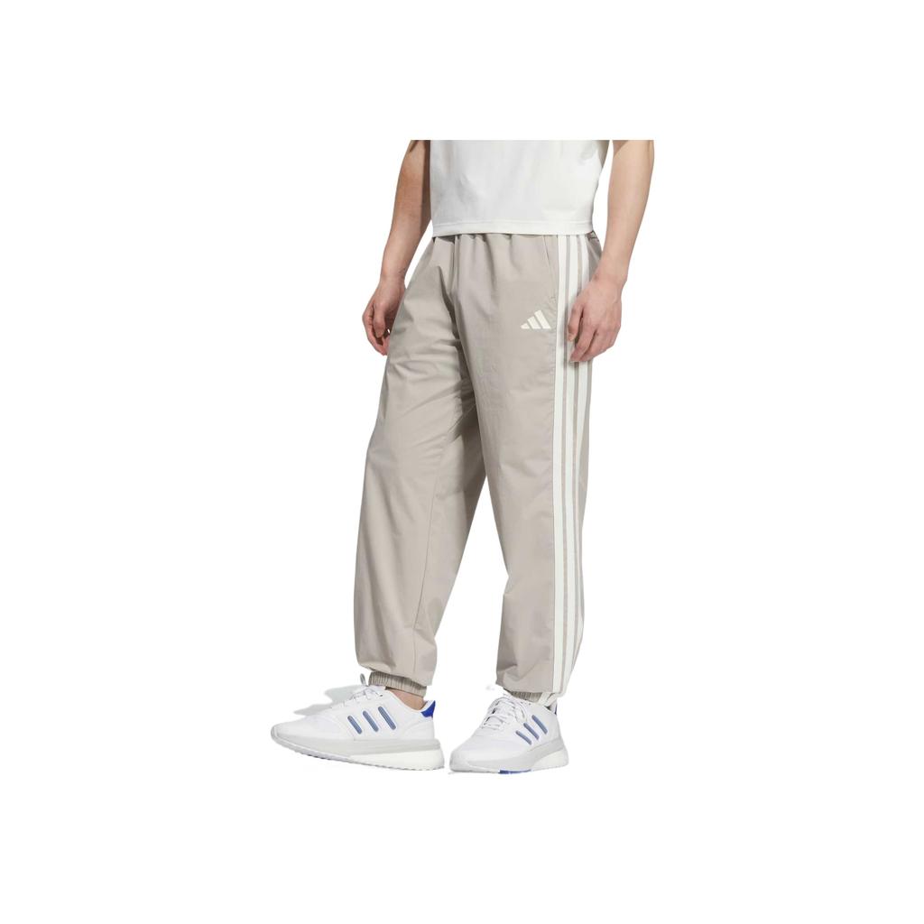 Adidas Sportswear Fashion Trendy Versatile Mid-Rise Tapered Knit Joggers Men Joggers Gray White KC2842