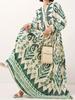 Elegant Green Modest Dress for Muslim Women – Soft, Comfortable, Long Printed Design
