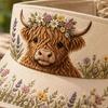 Retro Style Sun Hat, Rustic Highland Cow Floral Print Summer Hat, Lightweight Empty Top Hat for Spring Summer Outdoor Activities Morning Walks