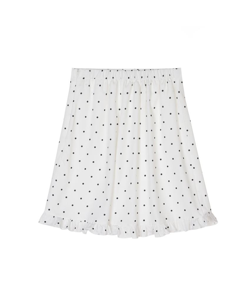 Nigaennikol Dot Ruffle Midi Skirt_Ivory