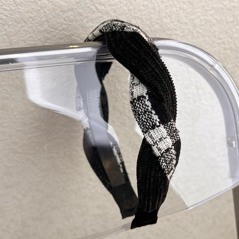 Retro New Coffee Color Knitting Twist Plaid Headband Width Hair Hoop for Womens Girls Elegant Hairband Fashion Hair Accessories