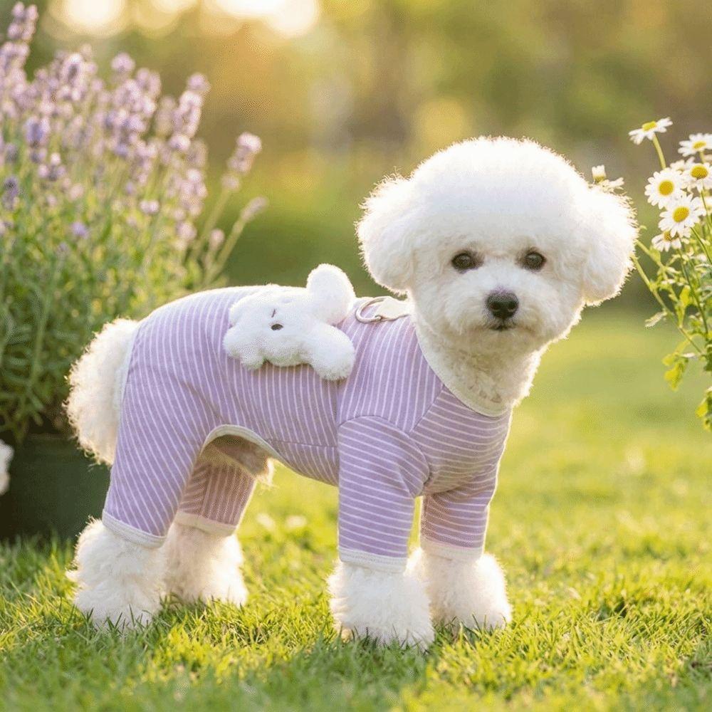 Striped Pet Four Legged Clothes Warm Pet Belly Cover Cute Puppy Warm Pullover Home Wear