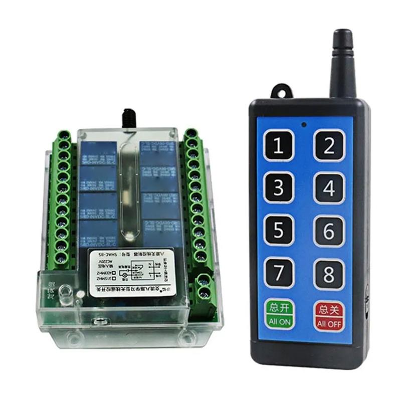 8-Channel Wireless RF Remote Controls Switches Relays Module DC8-86V / AC110-275V