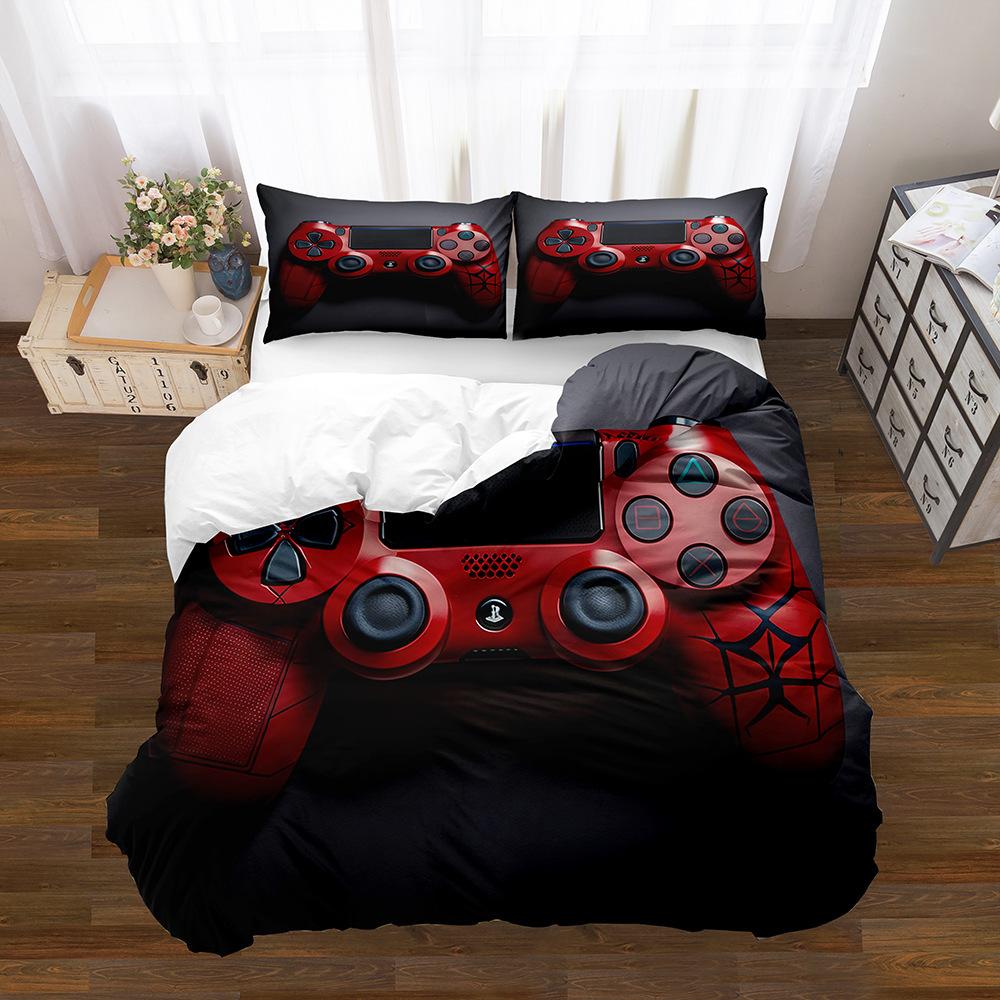 Gamepad Pattern Printing Quilt Cover Pillowcase 3D Digital Printing Three-Piece Set