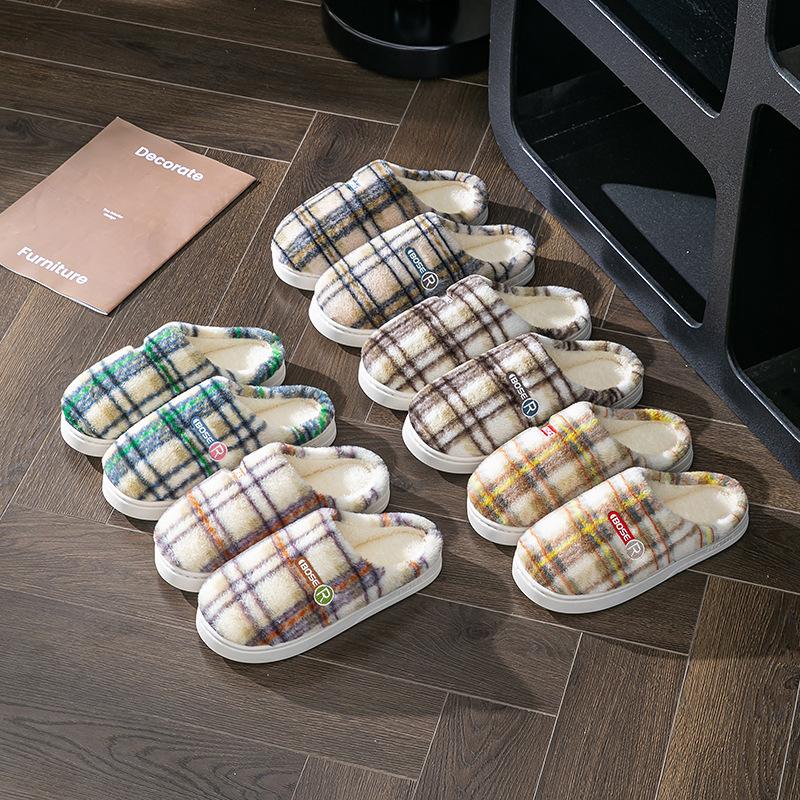 Autumn and Winter Cotton Slippers Warm Home Indoor Couple Thickened Plush Slippers