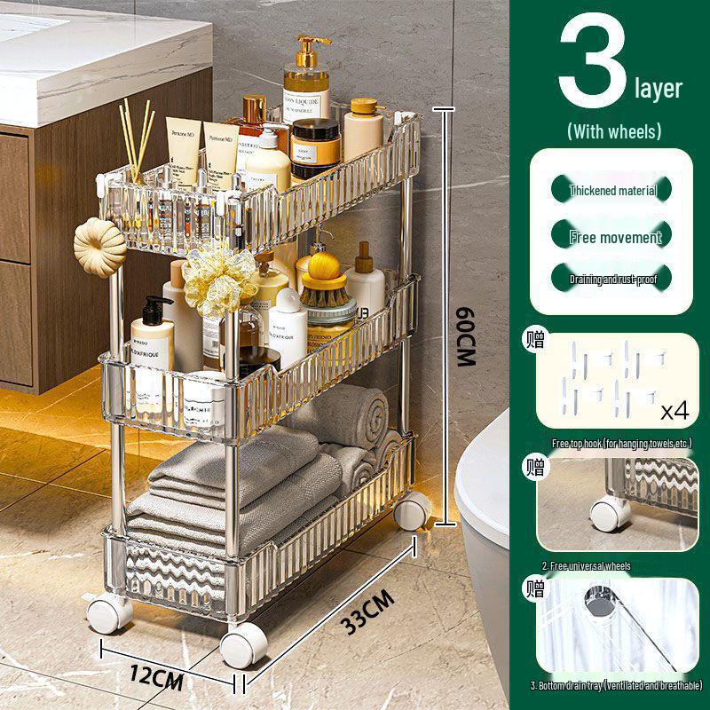 Kompaktes mehrschichtiges, bewegliches Lagerregal für Küche, Schlafzimmer und Badezimmer