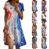 Short Sleeve Boho Dress For Women Casual Loose Fit Summer Sundress Floral Print Dress With Pockets