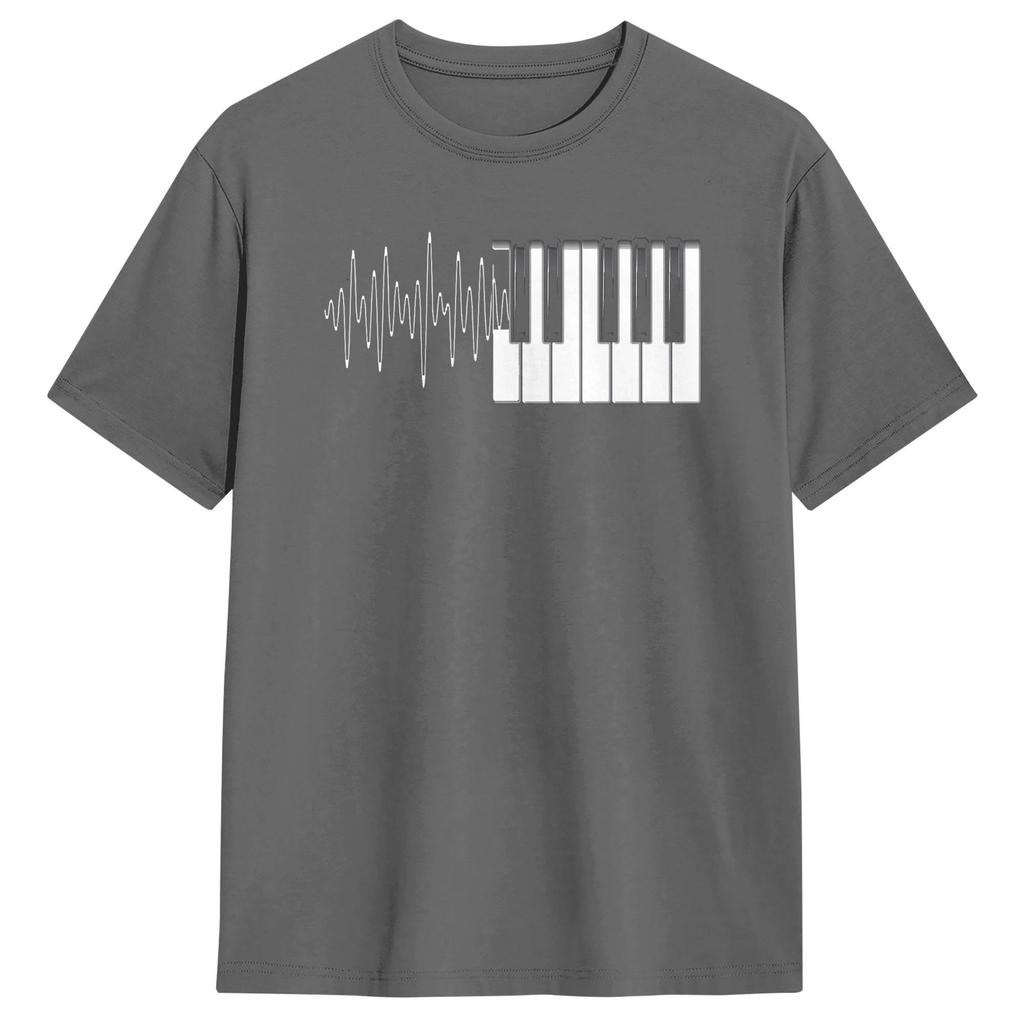 Harajuku TShirt Piano Klavier Heartbeat EKG Pianist Flgel Cotton TShirts Novelty Tshirt for Unisex Beach Aesthetic Design Tees