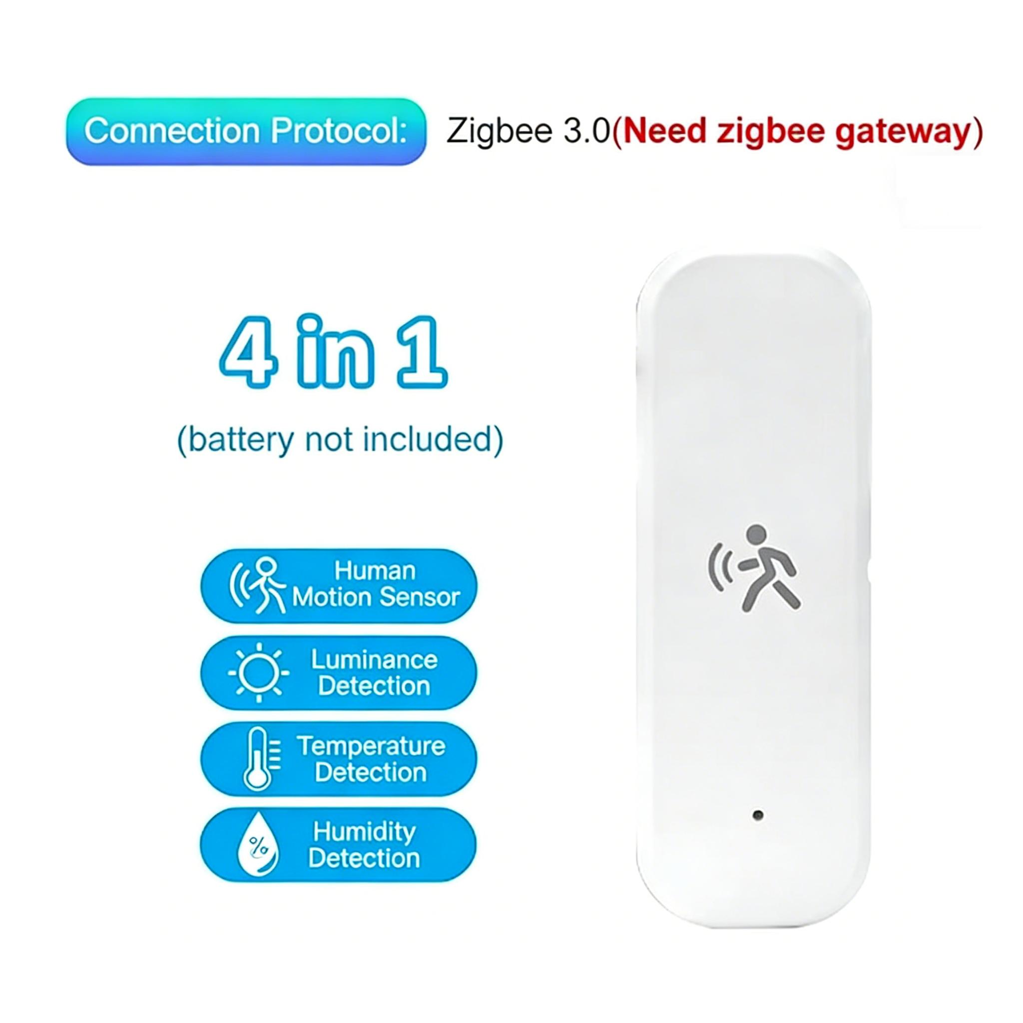 Zigbee Smart Human Motion Sensor 4 in 1 MmWave Radar Detector Tuya Temperature Humidity Luminance Sensor Replace PIR Motion 1Pcs Zigbee