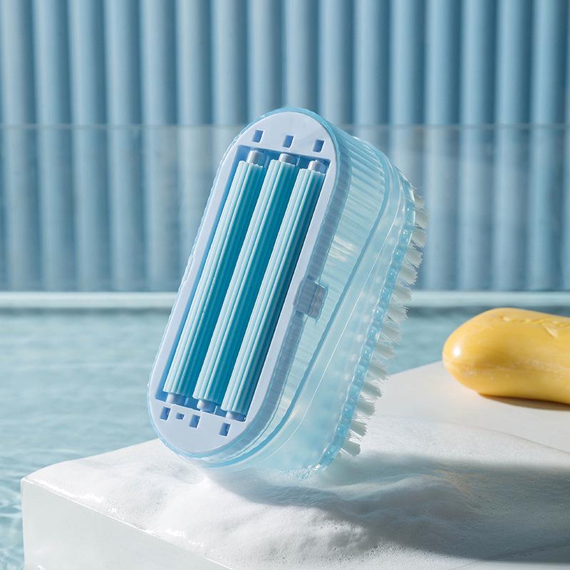 

Multifunctional Hands-Free Soap Dish with Drain and Roller Design синий