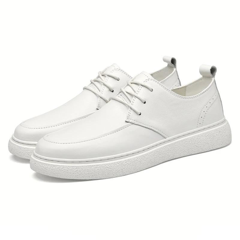 Marke Herren Echte Lederschuhe Lässige Leder Flache Designer Vulkanisierte Schuhe Britischer Stil Dicke Sohle Bequeme Lauf-Sneakers