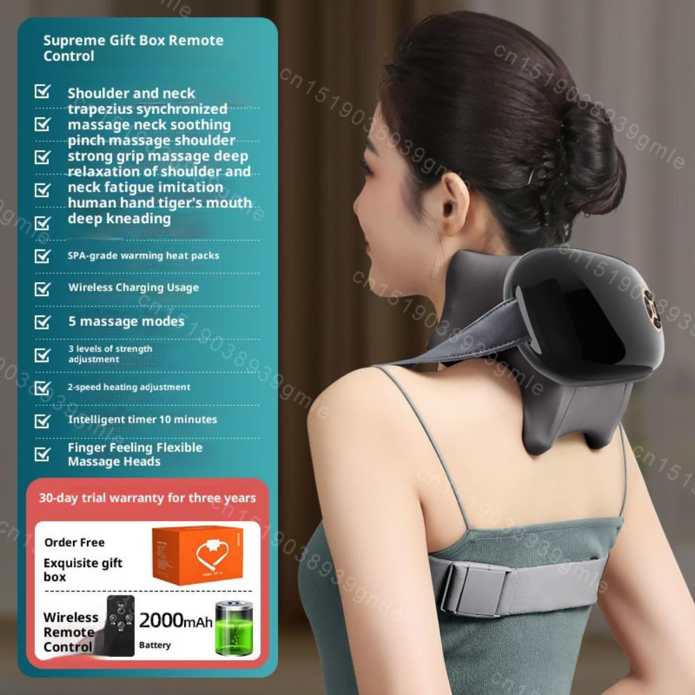 Neck Shoulder Massager Deep Tissue Shiatsu Back Cervical Massage Machine Bionic Electric Heated Fatigue Relief Relax Muscles