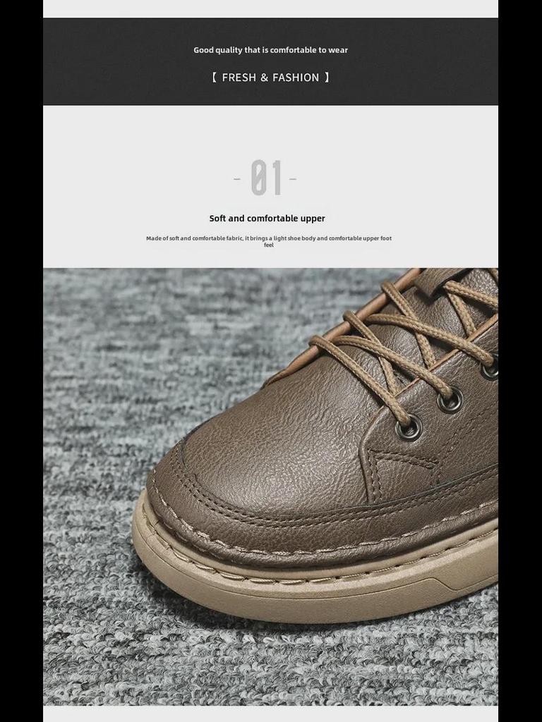 Men's Spring Waterproof Non-Slip Casual Black Leather Shoes