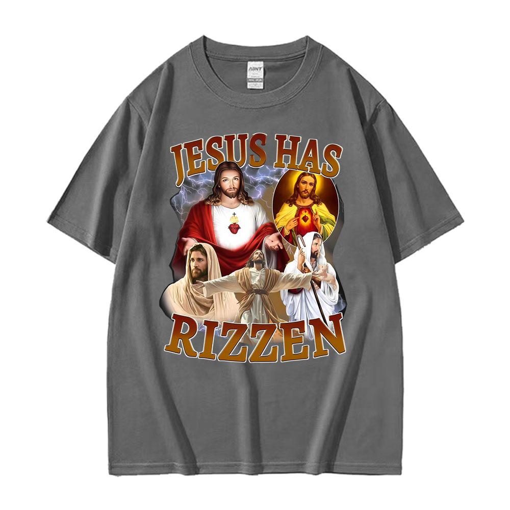 Lustiges Jesus ist auferstanden Jesus Cool Lustiges Grafik-T-Shirt Unisex Damen Komfort Oversize-T-Shirts Gothic Kleidung Kurzarm-T-Shirt