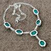 Green Jade Gemstone Handmade 925 Sterling Silver Jewelry Necklace 18" KKG-401