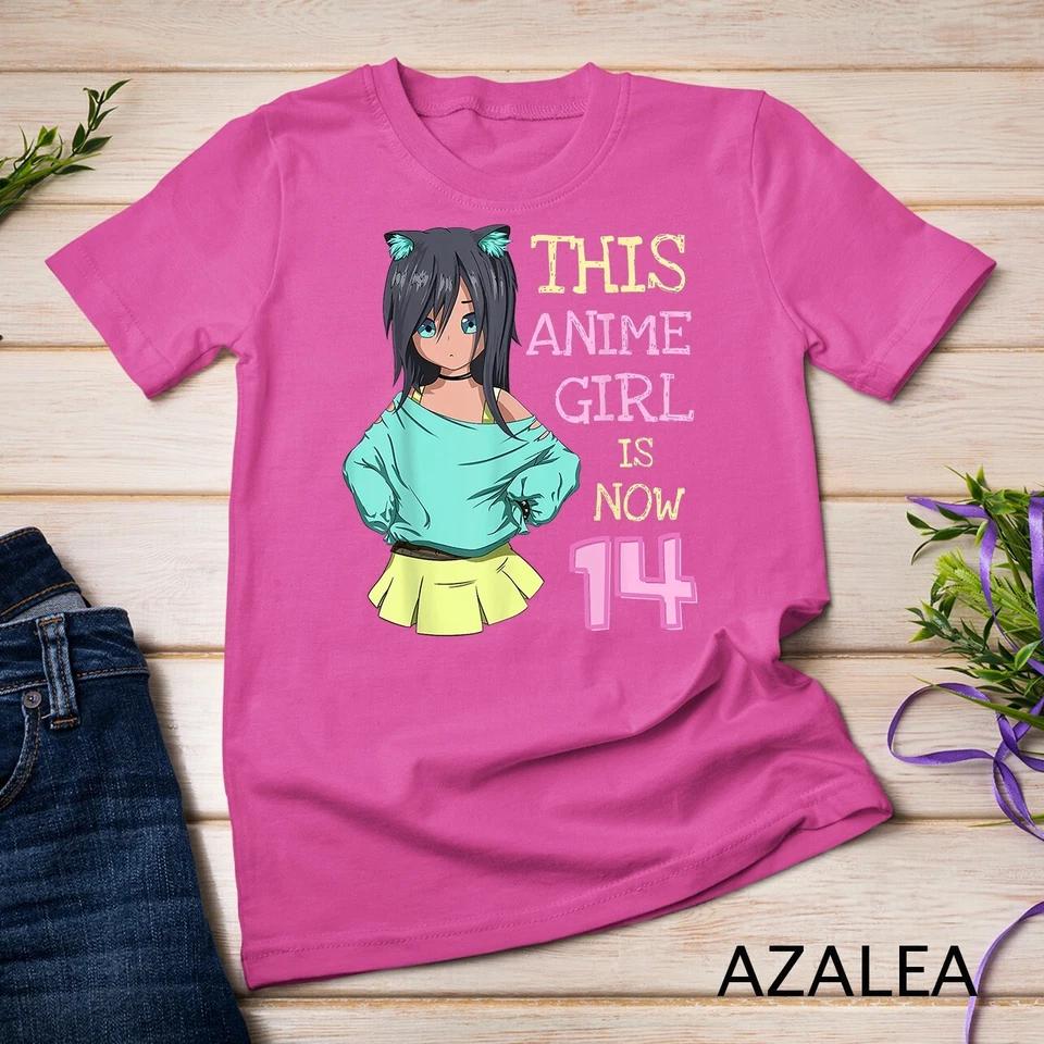 This Anime Girl Is Now 14 Years Old Birthday Girl Kawaii T-Shirt Unisex T-shirt 8 XL