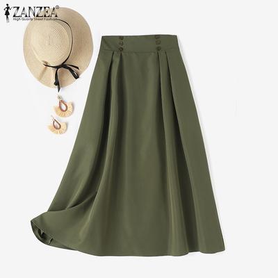 Damen Einfarbig Locker Lässig Elastische Taille Lange Röcke