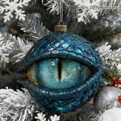 Dragon's Eye Christmas Ornament Mystic Dragon Eye 2D Flat Acrylic Xmas Tree Hanging Ornaments for Fantasy Lovers