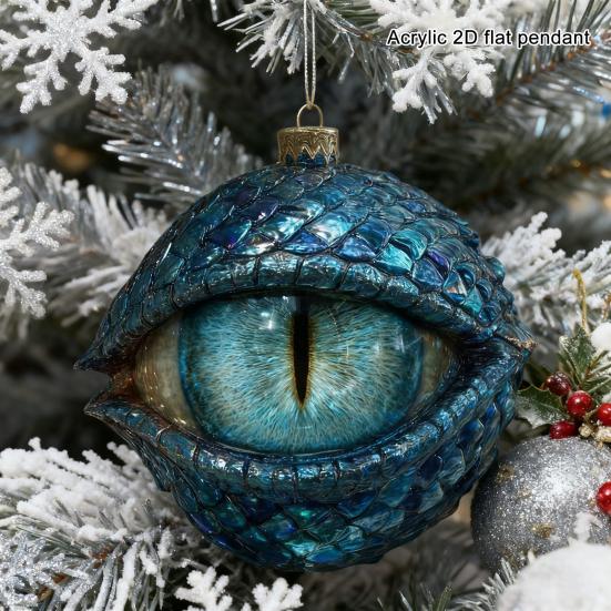 Yousheng Dragon's Eye Christmas Ornament Mystic Dragon Eye 2D Flat Acrylic Xmas Tree Hanging Ornaments for Fantasy Lovers