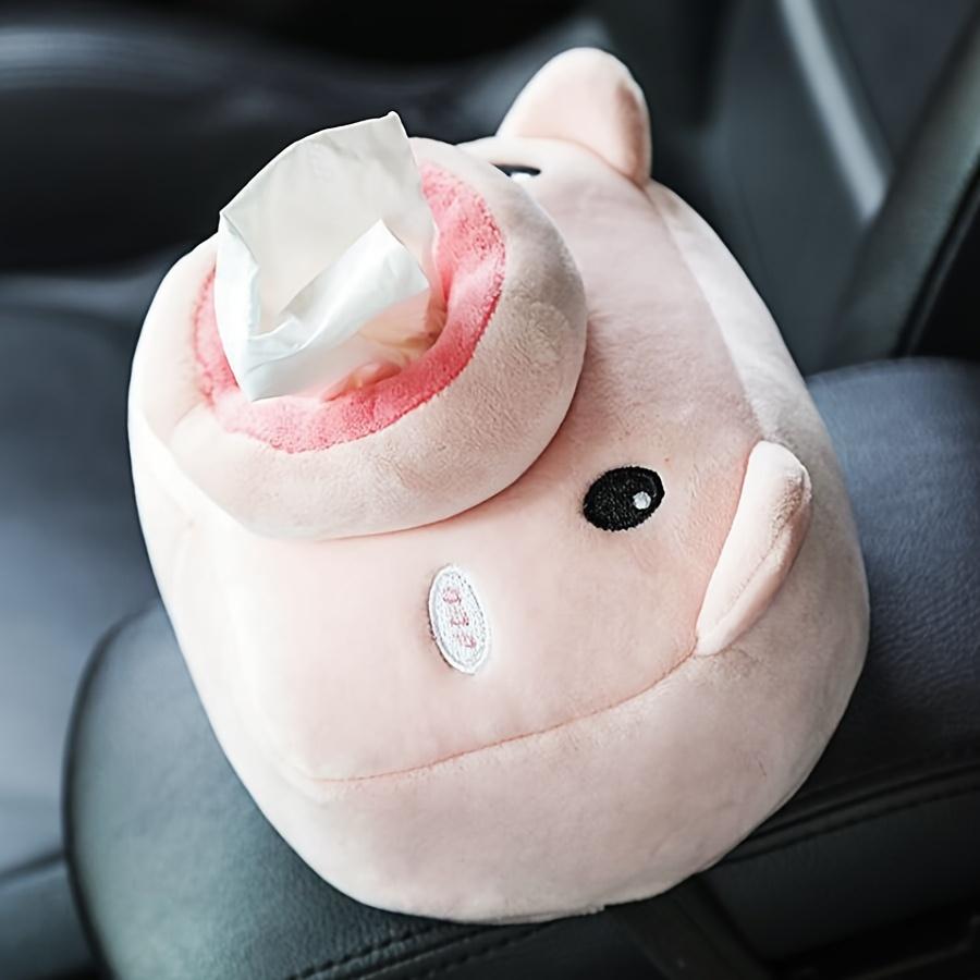 1pc Cute Cartoon Animal Design Plush Tissue Storage Bag, Car Seat Back Hanging Tissue Box, Car Interior Accessories
