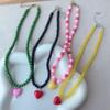 Modische bunte Perlen Herz Anhänger Halskette für Frauen Mädchen Kontrastfarbe Choker Ästhetischer Schmuck Hals Accessoires