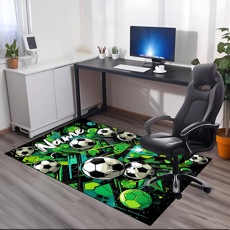Benutzerdefinierter Fußball-Teppich mit Namen, für Bürostuhl, Wohnzimmer, Schlafzimmer, Küche, Dekor, Geschenke.