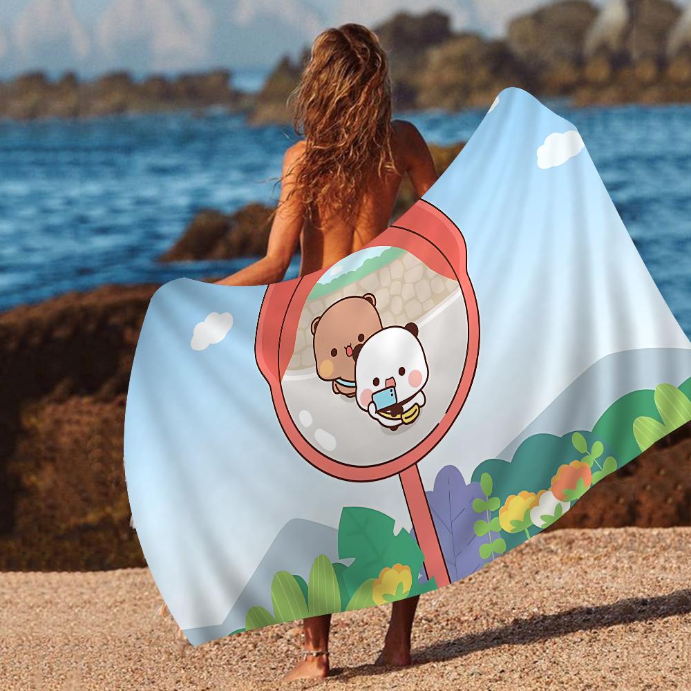 1pc Bubu And Dudu Beach Towel Cartoon Cute Summer Kids Large Bath Pool Beach Towel Microfiber Absorbent For Swimming Travel