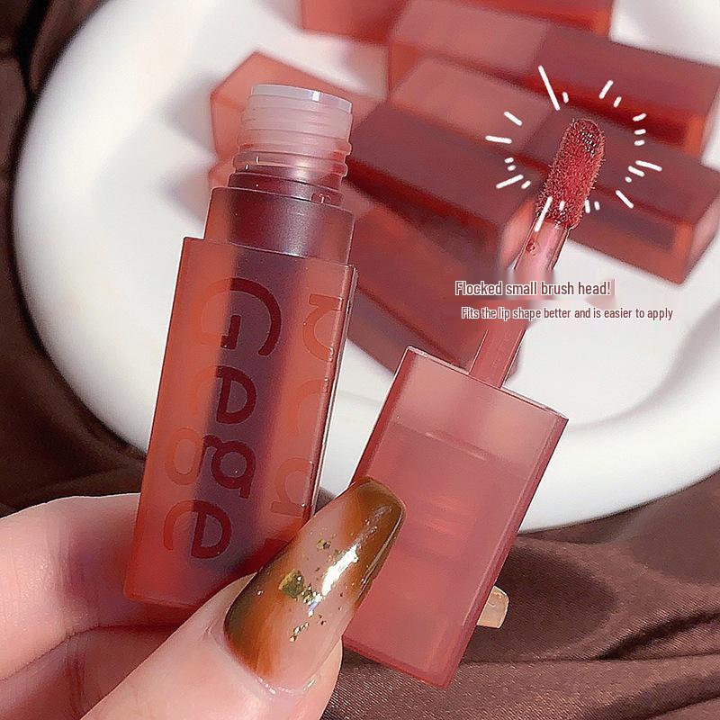 Gēgē Little Bear Velvet Matte Lip Glaze - Silk Velvet, Natural Brightening Lipstick for Students