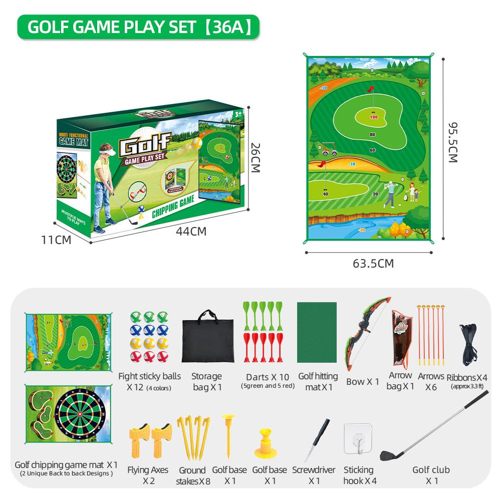 

Набор игрушек для гольфа 5 в 1, для игр на открытом воздухе, детский лук и стрелы, мишень для стрельбы, игрушка для родителей и детей 501-Double sided target
